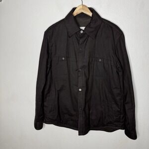 Exley NB Brown Quilted Snap Up Jacket Coat Mens XL Cotton Minimalist New England